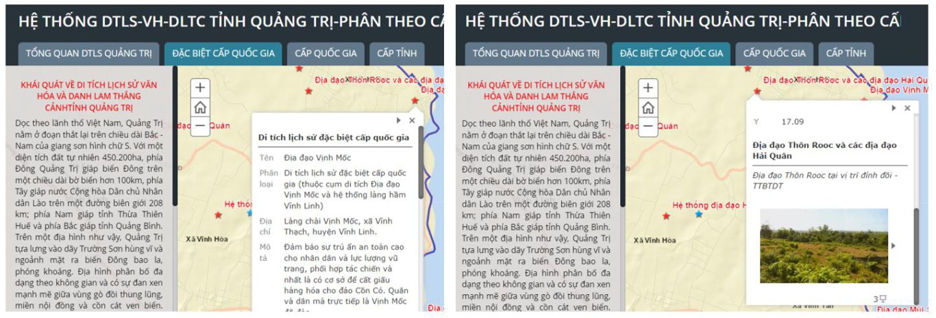 Dữ liệu không gian và phi không gian một số địa đạo Vịnh Mốc, địa đạo Hải Quân trong Hệ thống Làng hầm Vĩnh Linh