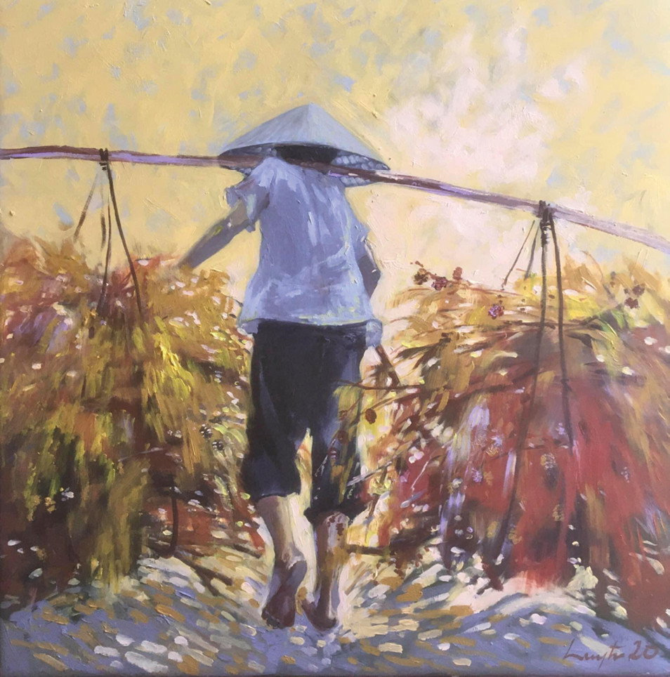 Người giữ lửa, Acrylic on canvas. Tranh của Trần Huỳnh Công Huy